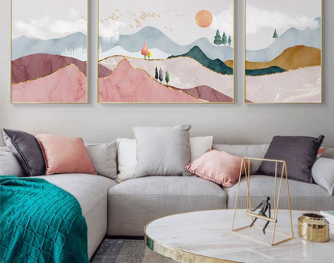 转卖客厅装饰画北欧风格轻奢三联画现代简约沙...