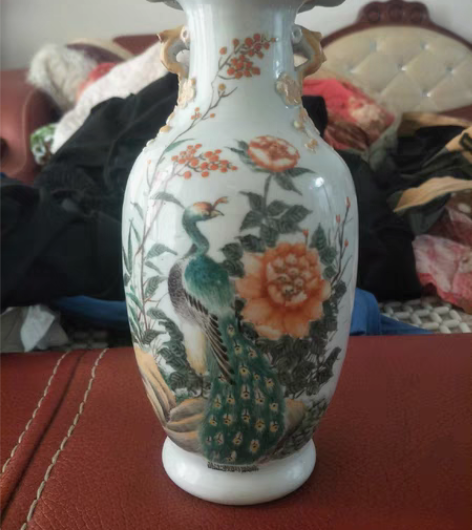 包邮民国手绘花鸟花瓶 包老到民国，纯手工绘...