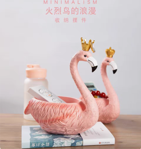 包邮大号火烈鸟摆件家居玄关客厅收纳摆饰北欧...