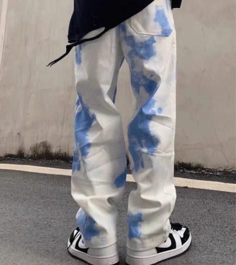包邮ORIGIN国潮渐变扎染工装裤欧美复古...