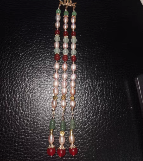 包邮长款珍珠流苏步摇禁步后压 材质：淡水珍...