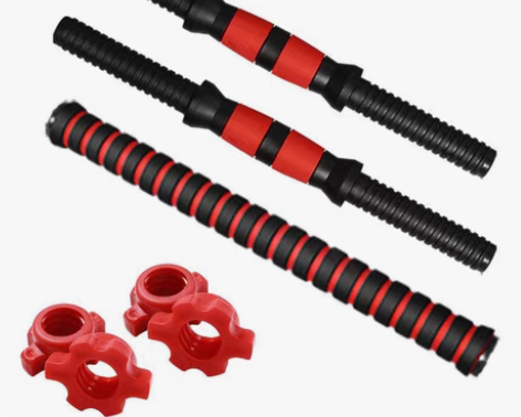 包邮哑铃男士健身环保哑铃杆通用包胶螺母配件...