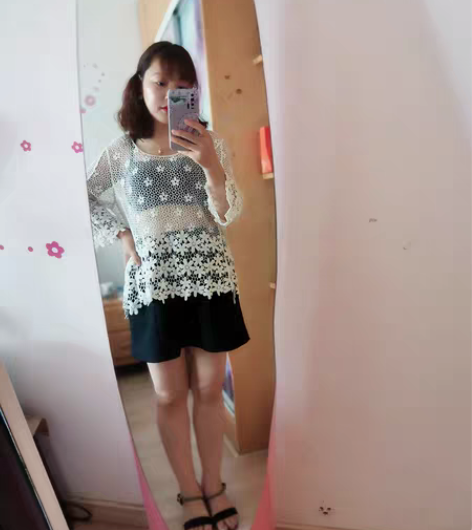 性感刺绣镂空罩衫，尺码L，全线钩花，质量非...