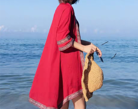 转卖沙滩防晒衣开衫女夏季薄款海边度假民族风...