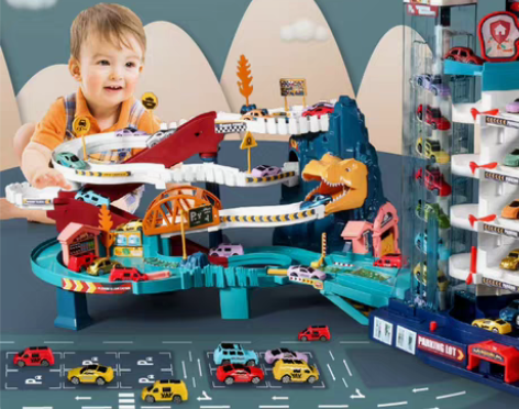 恐龙盘山轨道车小火车闯关大冒险汽车停车场儿...