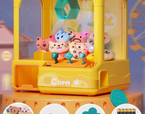 转卖乐奇摩黄鸭小熊小型家用抓娃娃机夹公仔机...