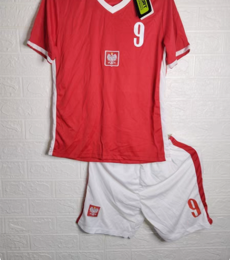 包邮儿童足球训练服20-21波兰主场客场球...