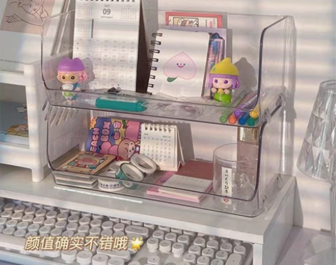 包邮桌面收纳盒透明可叠加收纳架宿舍桌面收纳...