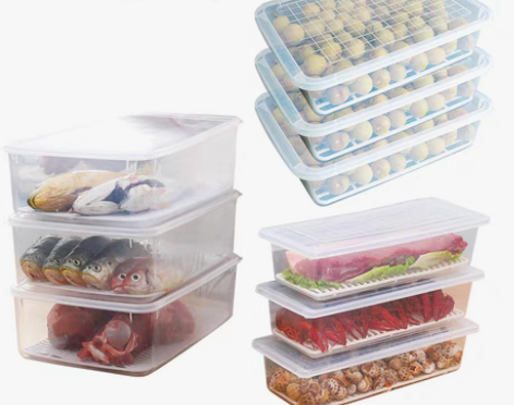 转卖日本双开门冰箱收纳盒冷冻保鲜盒食品级沥...