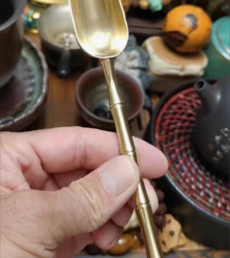 包邮纯铜茶勺茶铲茶叶勺子金属茶侧茶匙量勺茶...