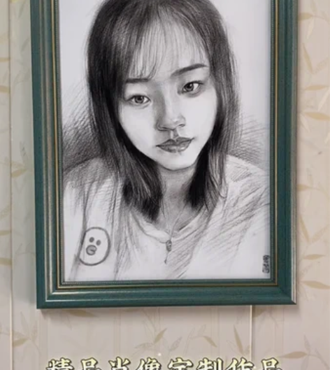 包邮精品肖像私人定制。全程手绘，可以直播画...