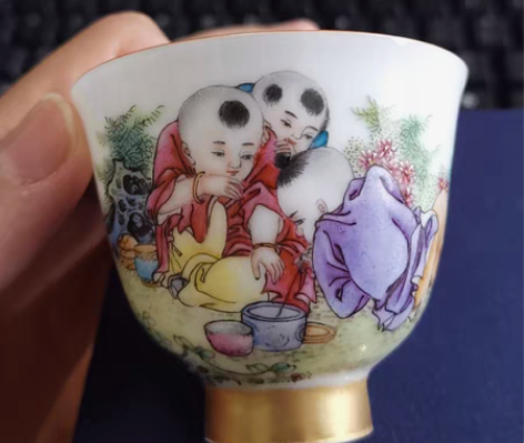 包邮石红春老师非遗传承人，红春窑精品粉彩杯...