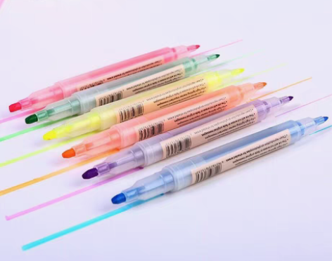 包邮荧光笔彩色6色双头标记笔糖果色学生用记...