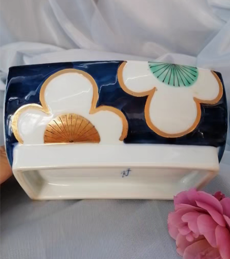 包邮日本vintage和风异型果子钵 青花...