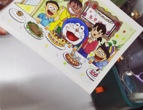包邮哆啦A梦生日画 尺寸17*12 宝虹水...