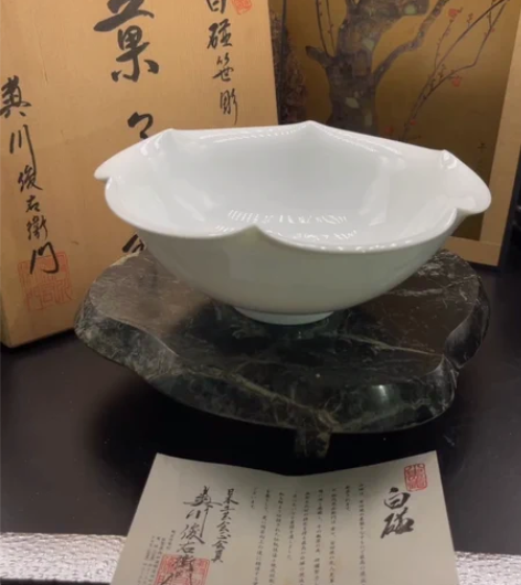包邮日本带回，日本白瓷顶级名家奥川俊右卫门...
