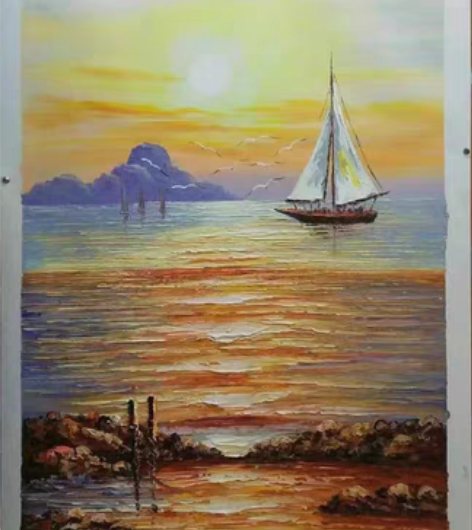 包邮全新包邮 抽象海景装饰画纯手绘油画 【...