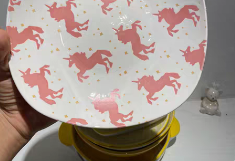 手绘浮雕家用点心盘牛排盘 独角兽 浮雕 手...