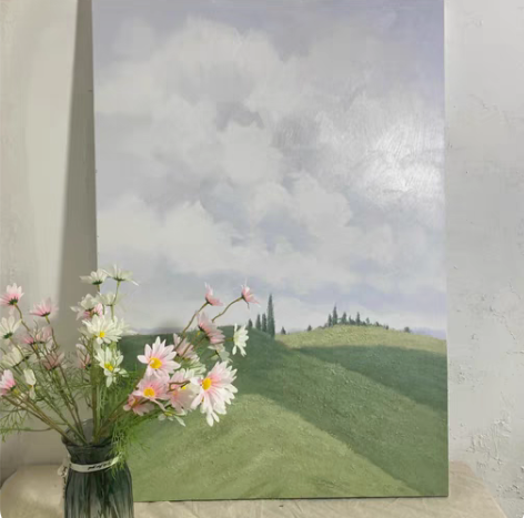 原创手绘现代轻奢侘寂赤贫风抽象肌理装饰油画...