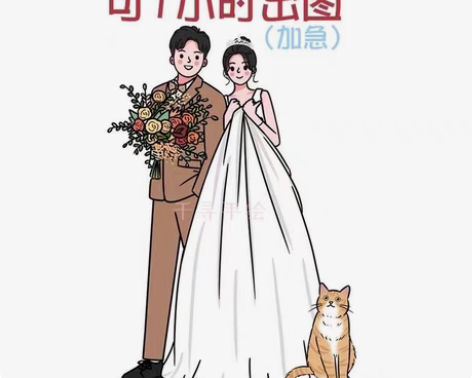 包邮手绘头像Q版定制婚礼请柬礼物简笔画约稿...