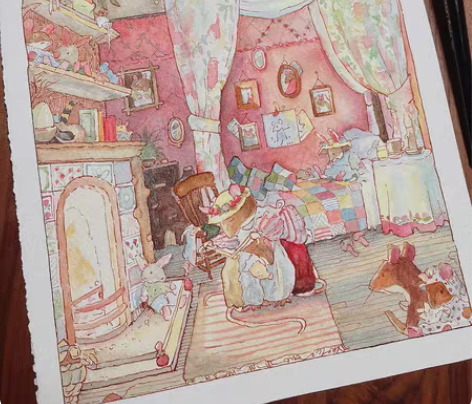 包邮《野蔷薇村的故事》水彩手绘 手绘非打印...