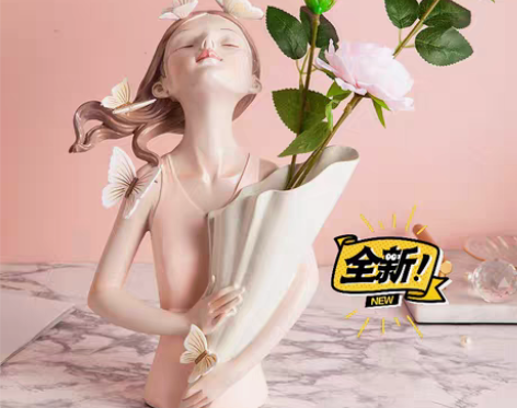 包邮#节后鱼生#蝴蝶抱花托盘女孩摆件北欧创...