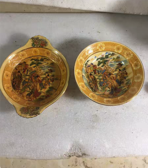 七十年代广彩人物故事盘画工精细色彩美丽个个...