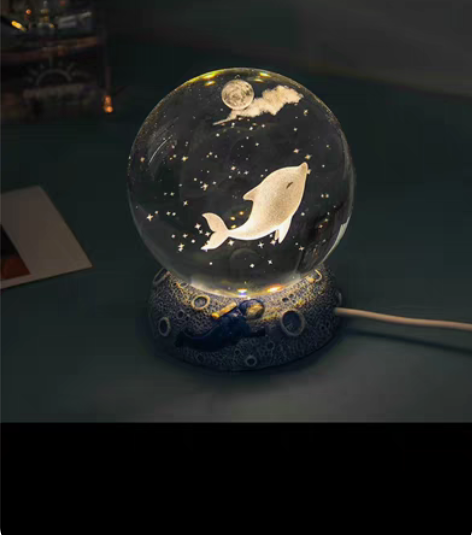 「发光水晶球治愈系桌面摆件小夜灯玻璃装饰品...