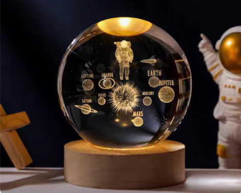 清货一批摆件，宇宙系列发光水晶球小夜灯桌面...