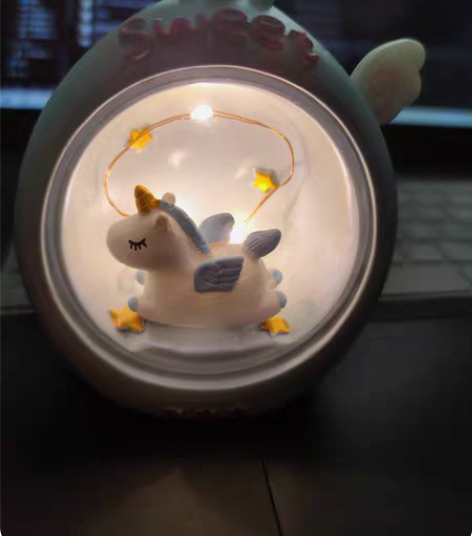 可爱少女心独角兽水晶球摆件小夜灯创意女生生...