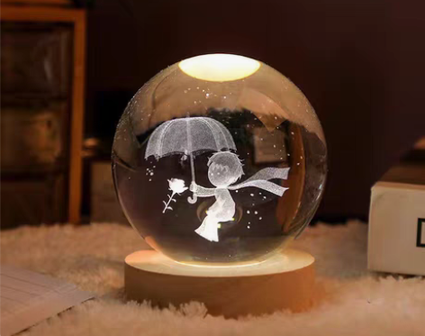 包邮高颜值宇宙小王子玫瑰海豚发光水晶球小夜...