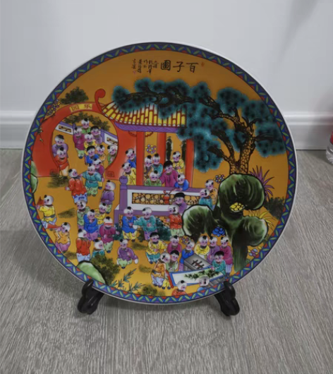 闲置处理，粉彩中式装饰盘子摆件景德镇陶瓷器...