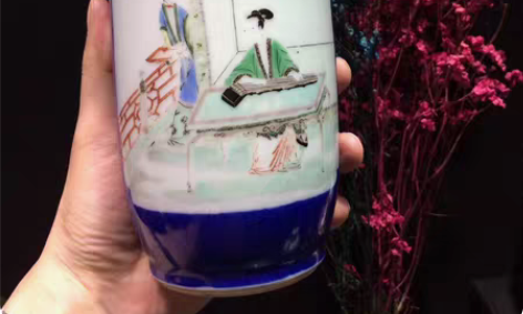 包邮蓝釉五彩棒槌瓶 感兴趣的话给我留言吧！...