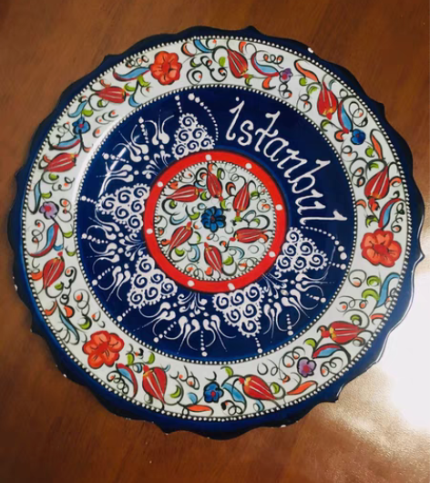 包邮土耳其手绘瓷盘30厘米 旅游带回 纯手...