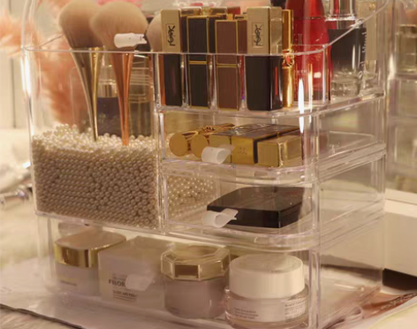 转卖防尘化妆品收纳盒透明家用大容量护肤品置...