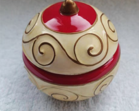 老瓷掐丝浮雕描金烛盒首饰盒，多年前出口陶瓷...