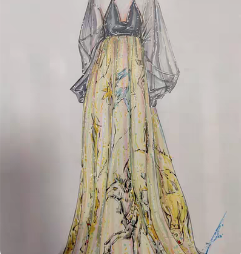 代画服装效果图，彩铅，水彩，马克都可以，根...
