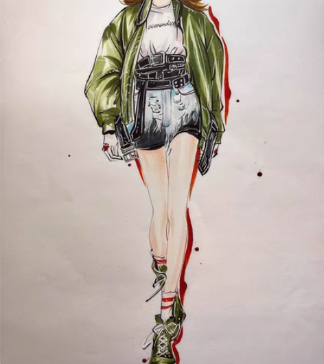 服装手绘效果图 服装电绘效果图 服装打版图...