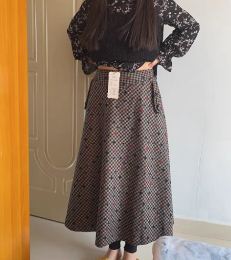 包邮秋冬毛呢半身裙中长款大摆裙a字裙高腰女...