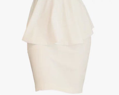 白色包臀裙子女春 荷叶边ol开叉职业一步裙...