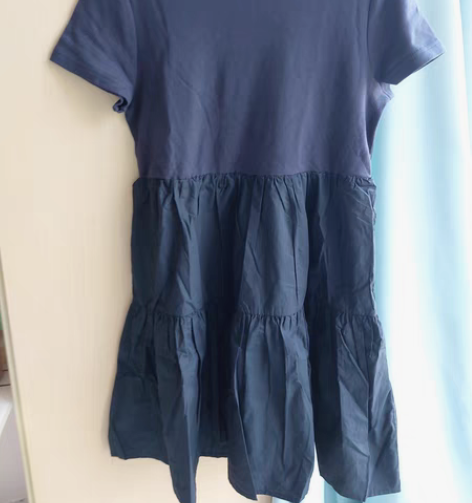 包邮全新纯棉蛋糕裙日系出口藏蓝色 显瘦百搭...