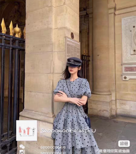 AIVY STUDIO格子植绒波点层层蛋糕...