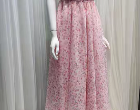 转卖春夏手工钻饰抹胸蓬蓬裙名媛风粉色碎花网...