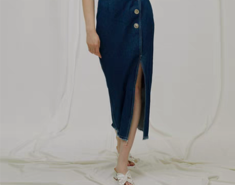 转卖花前原创牛仔设计感半身裙女高腰复古小众...