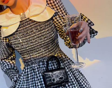 转卖子晴 经典黑白格子花苞裙2020秋冬新...