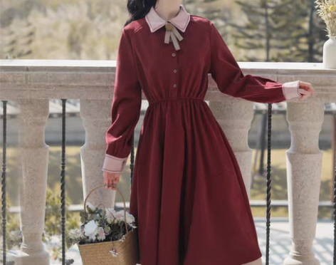转卖冬季红色打底长袖连衣裙女装初秋装202...