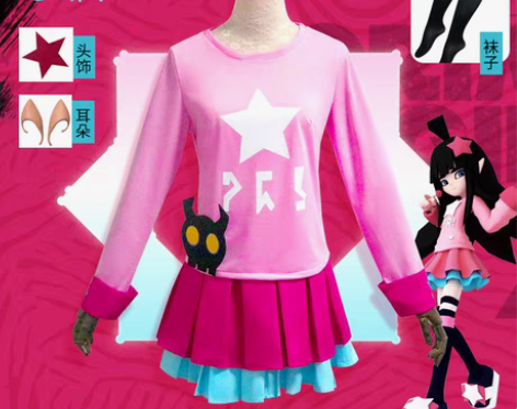 转卖AOTU凹凸世界凯莉cos服假发鞋子格...