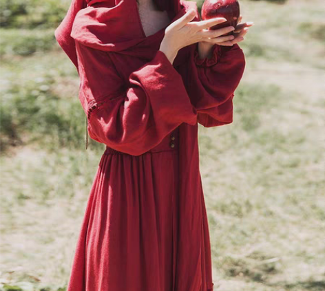 包邮民族风连衣裙连帽收腰显瘦茶卡盐湖旅游红...