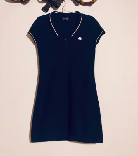 包邮topshop针织翻领刺绣修身连衣裙 ...