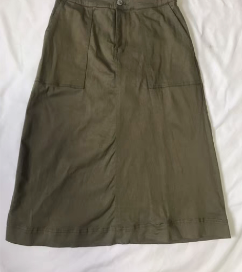 包邮vintage 工装军绿色日系半身裙中...
